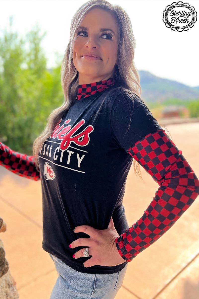 Sterling Kreek - Wholesale Knit Top - Women's - Pep Rally Mesh Top Red & Black2