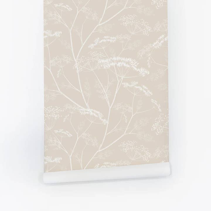 Livettes Wallpaper - Wholesale Wallpaper - Hazelnut Color Botanical Wildflower Removable Wallpaper