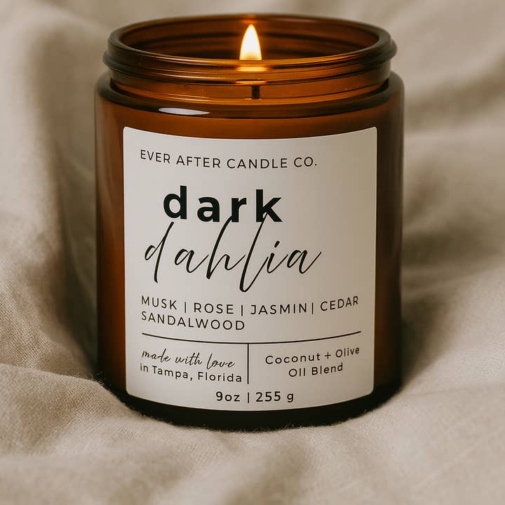 Dark Dahlia – Rose & Jasmine – 9oz Coconut Olive Wax for wholesale by Ever After Candle Co