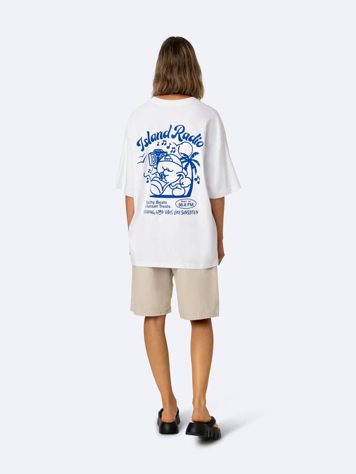 Island Radio T-Shirt - White for wholesale on Faire4