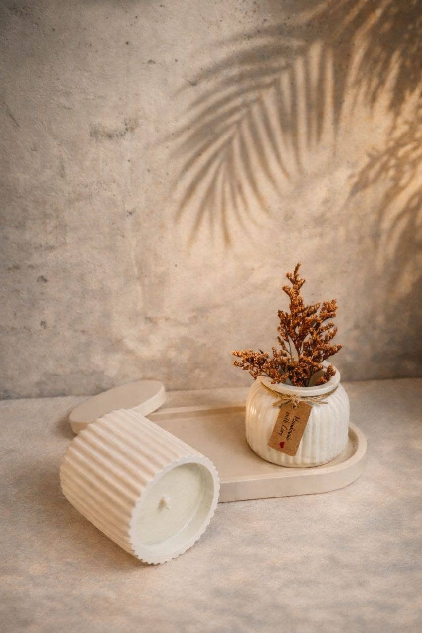 kanara Oud - Wholesale Jar/Filled Candle - Decoratieve Jesmonite Set – Artisan Quartet Set3