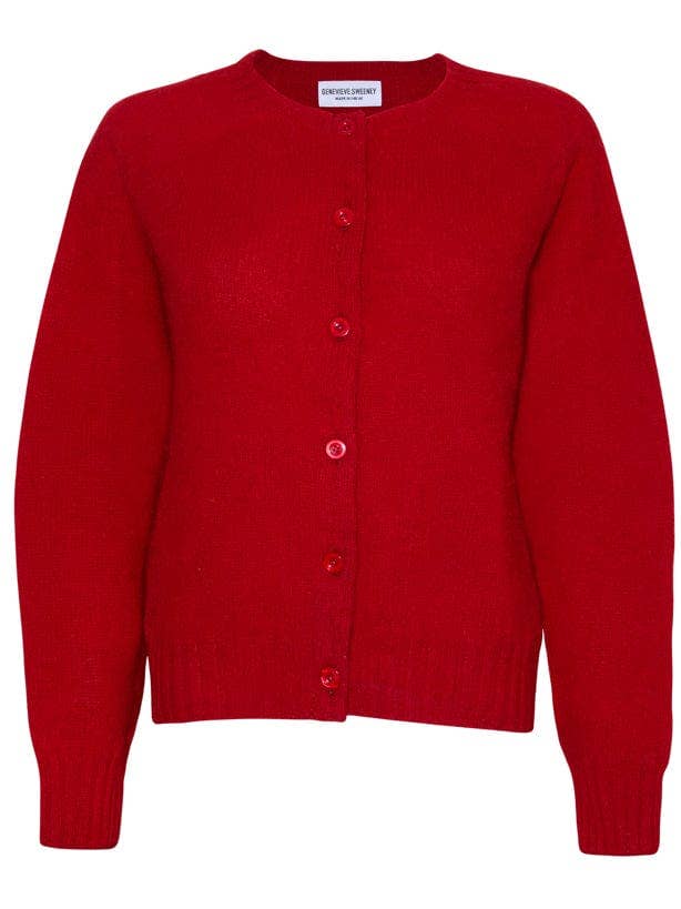 Lenzie Geborstelde Wol Cardigan Felrood voor wholesale door Genevieve Sweeney