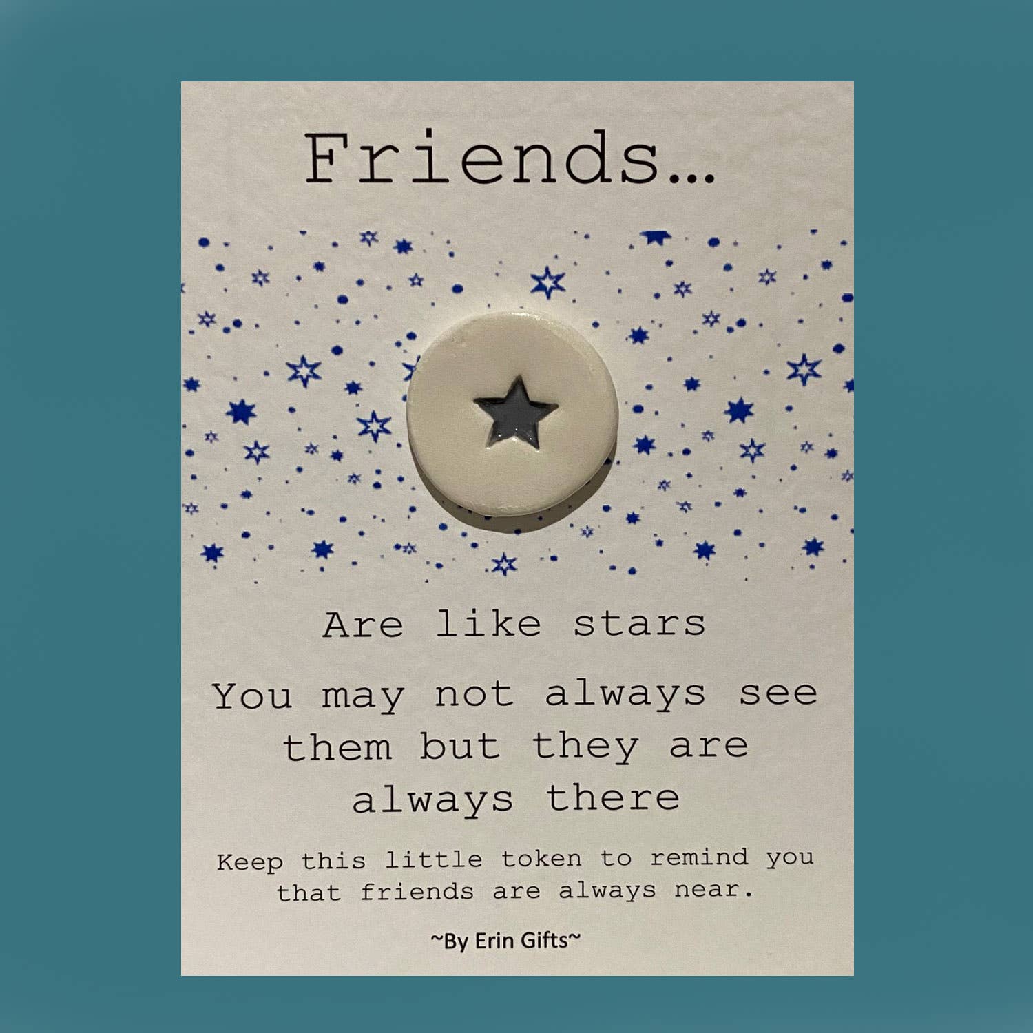 By Erin Cards and Gifts Ltd - Wholesale Friendship Card - Friends are Like Stars Ceramic Pocket Token Pocket Hug Card3