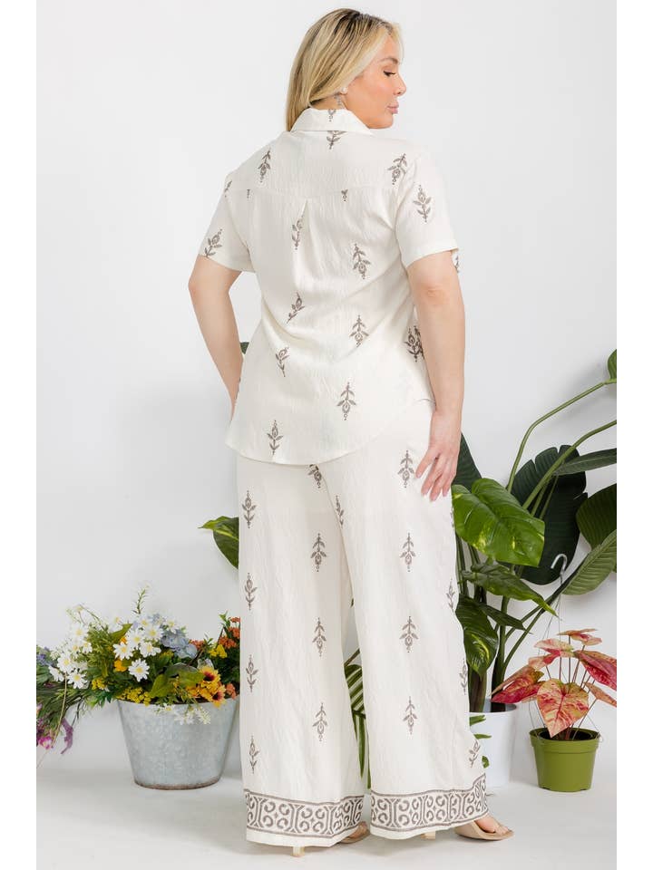 Fashion Space - Wholesale Top & Pant Set (NOT Loungewear) - Women's - Plus Size Women Shirt and Pants Linen Set