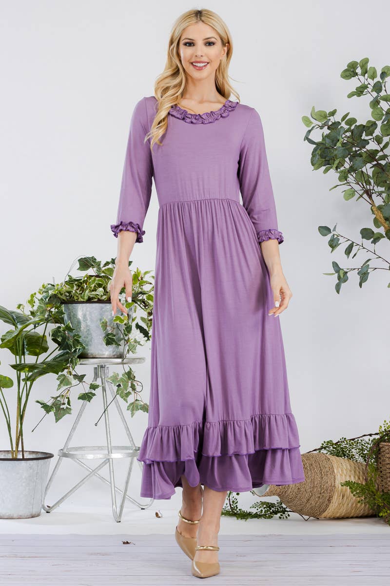 Celeste Clothing - Vente Robe – femme - ROBE GRANDE TAILLE AVEC MANCHES VOLANTÉES ET OURLET -CD4385516