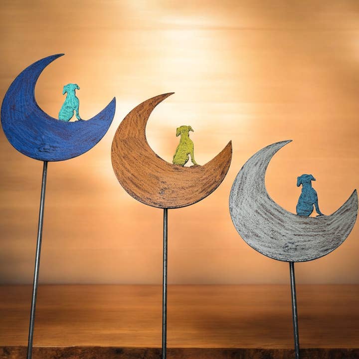 Hund Gartenpfahl Mond Pflanzenpfahl Zimmerpflanzen Haustier recycelt für den Großhandel von Iron Jewel