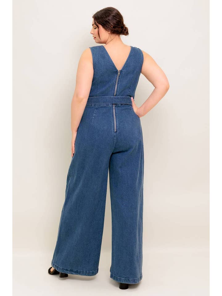 MEDIUM INDIGO A washed denim jumpsuit - IP8897-P for wholesale on Faire1