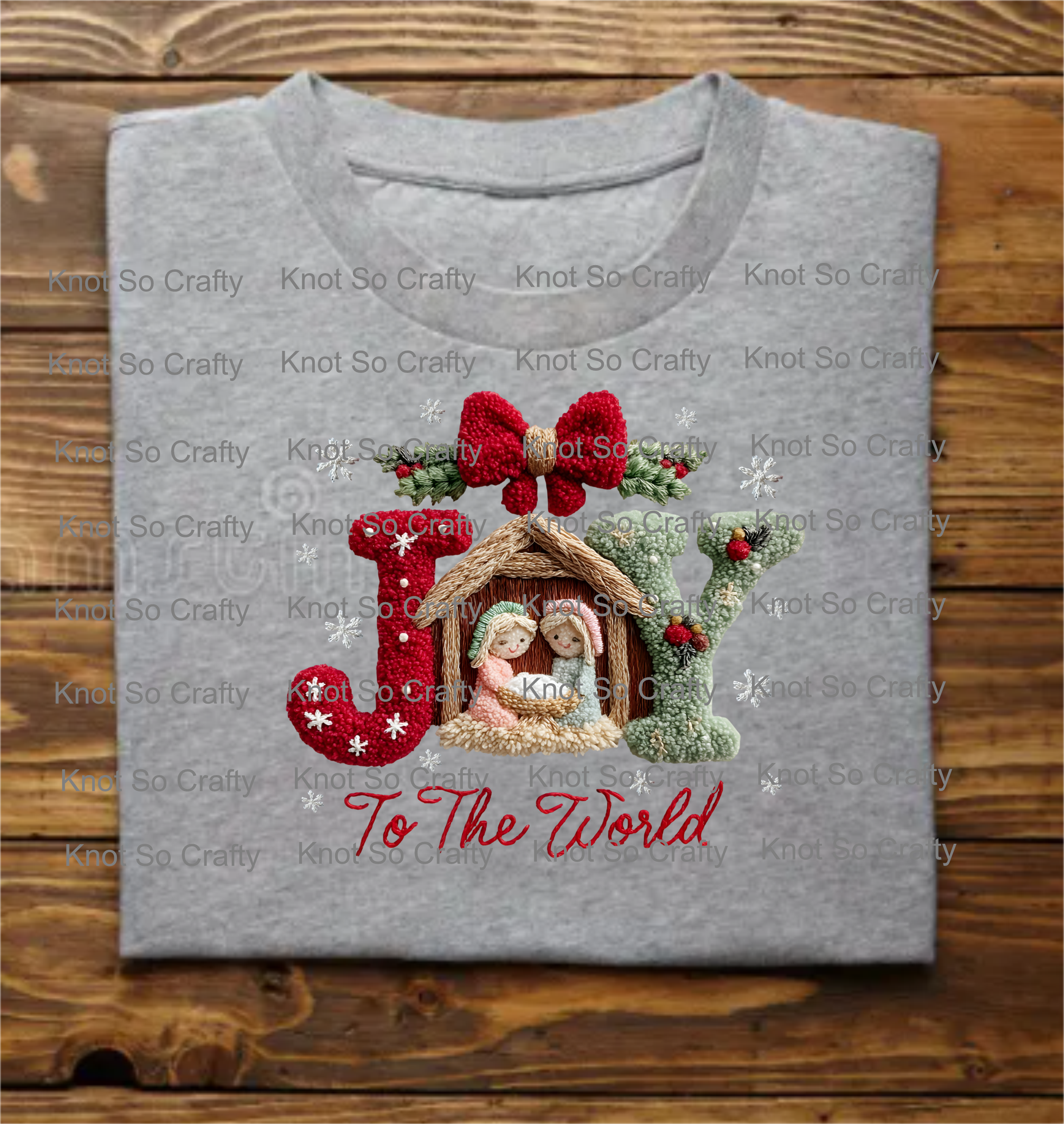 Knot so crafty - Wholesale Sublimation Transfer - 12421- joy to the world faux yarn - christmas0