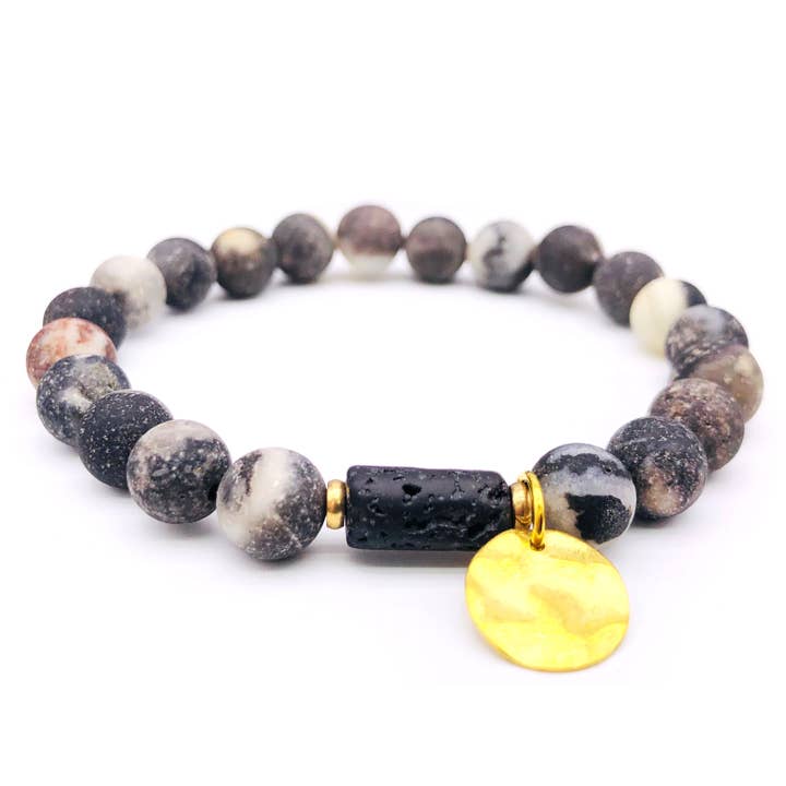 Pulsera de aceite esencial de piedra de lava, diosa del sol, color gris para venta al por mayor de Fuze Body