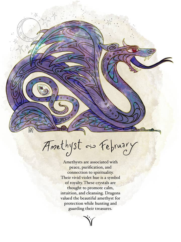 Tarjeta de nacimiento de dragón, marcador de terciopelo - febrero para venta al por mayor de Give A Fig