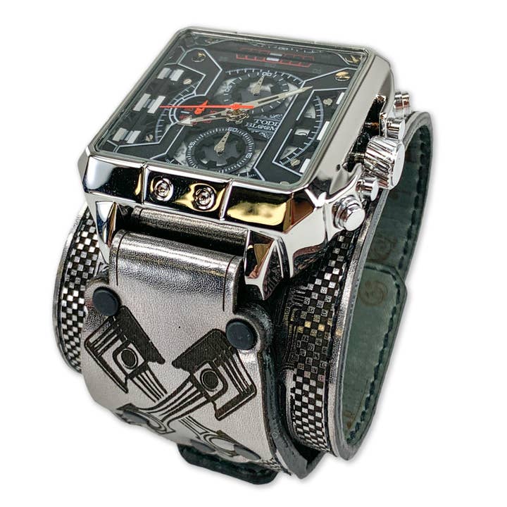 PISTON OFF IX-MENS HAND MADE-FULL GRAIN LEATHER-WATCH for wholesale by TODD BLOOM