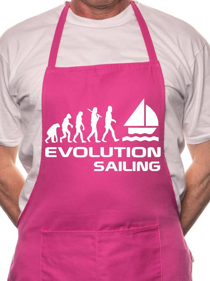 Adult Evolution Of Sailing Gift BBQ Cooking Funny Novelty Apron for wholesale by Print4U
