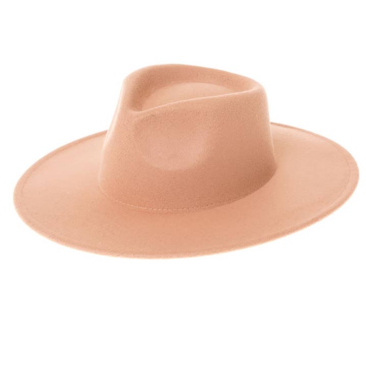 AdornWise - Wholesale Fedora - Unisex - Vegan Felt Rancher Fedora Hat with Wide Brim