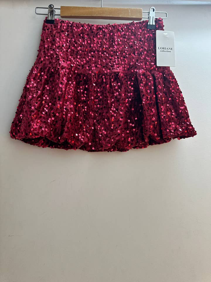 LORIANE - Venta al por mayor Falda - Mujer - Falda corta de terciopelo con lentejuelas talla única 6876