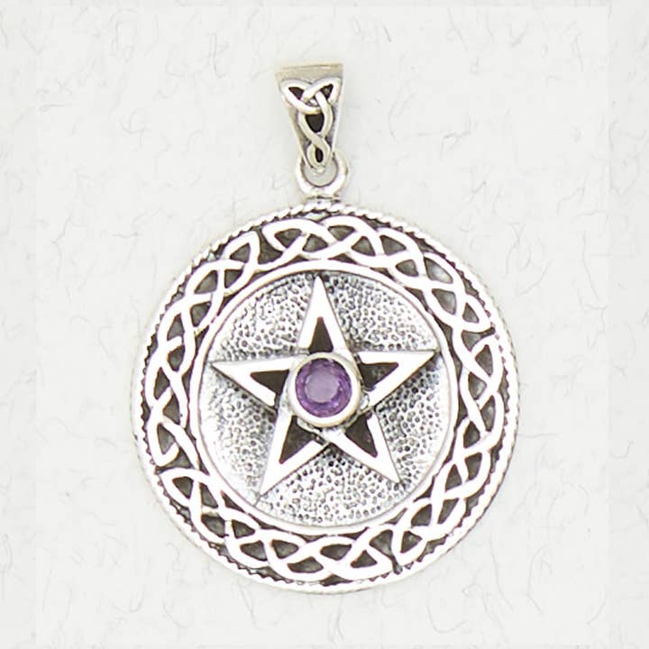 Sterling Silver hänge - Celtic Weave Pentacle w Cabochon för wholesale av Nirvana LLC