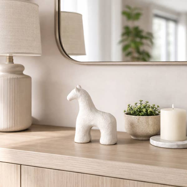 Sagebrook Home - Wholesale Decorative Figurine - Ceramic Modern Textured Solid Horse Figurine - White, 7 in.2