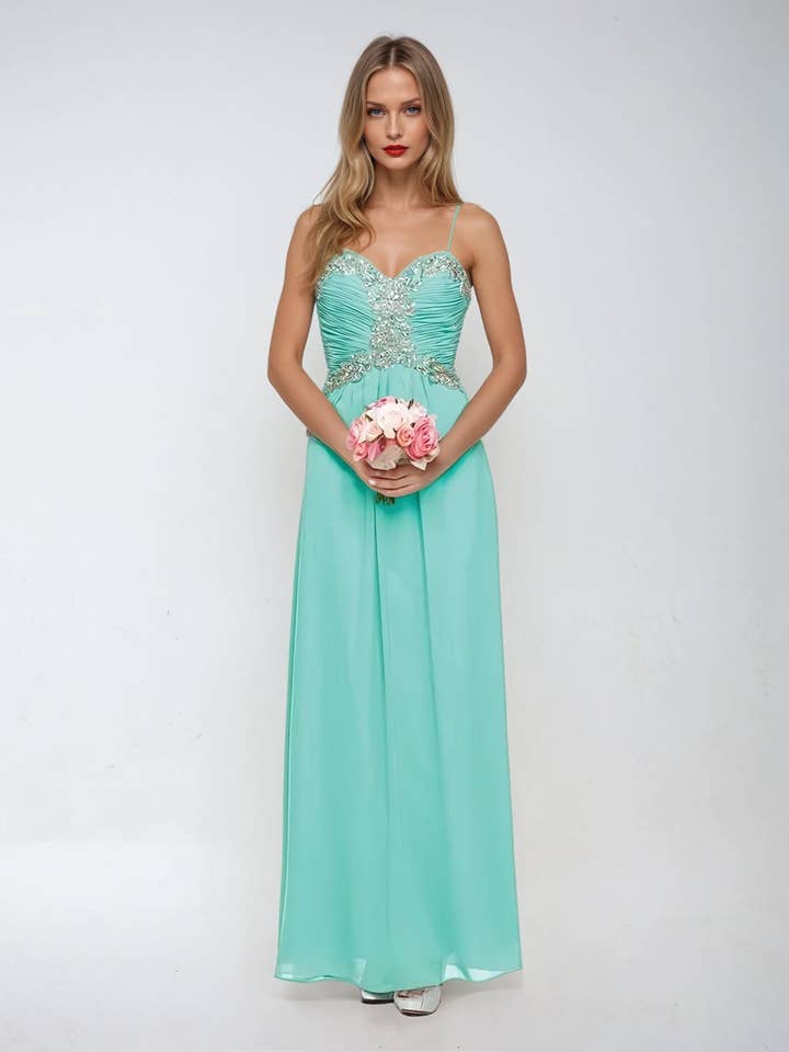 GERIMPELDE TOP CHIFFON FORMELE JURK voor wholesale door Juliet