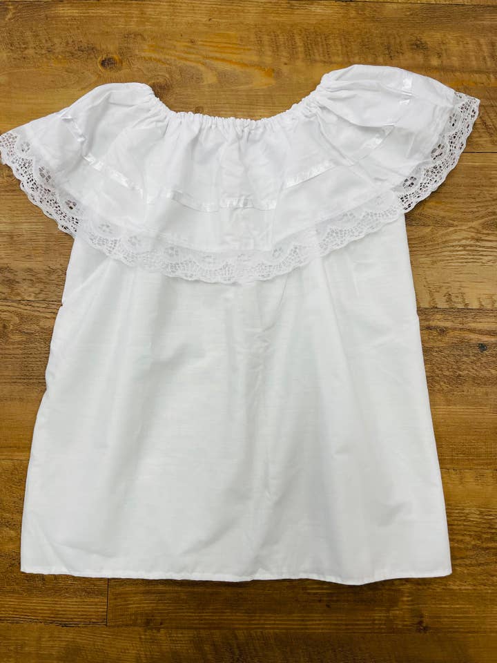 Cielito Lindo - Wholesale T-Shirt - Kids - Mexican Girls Off-Shoulder White Top1