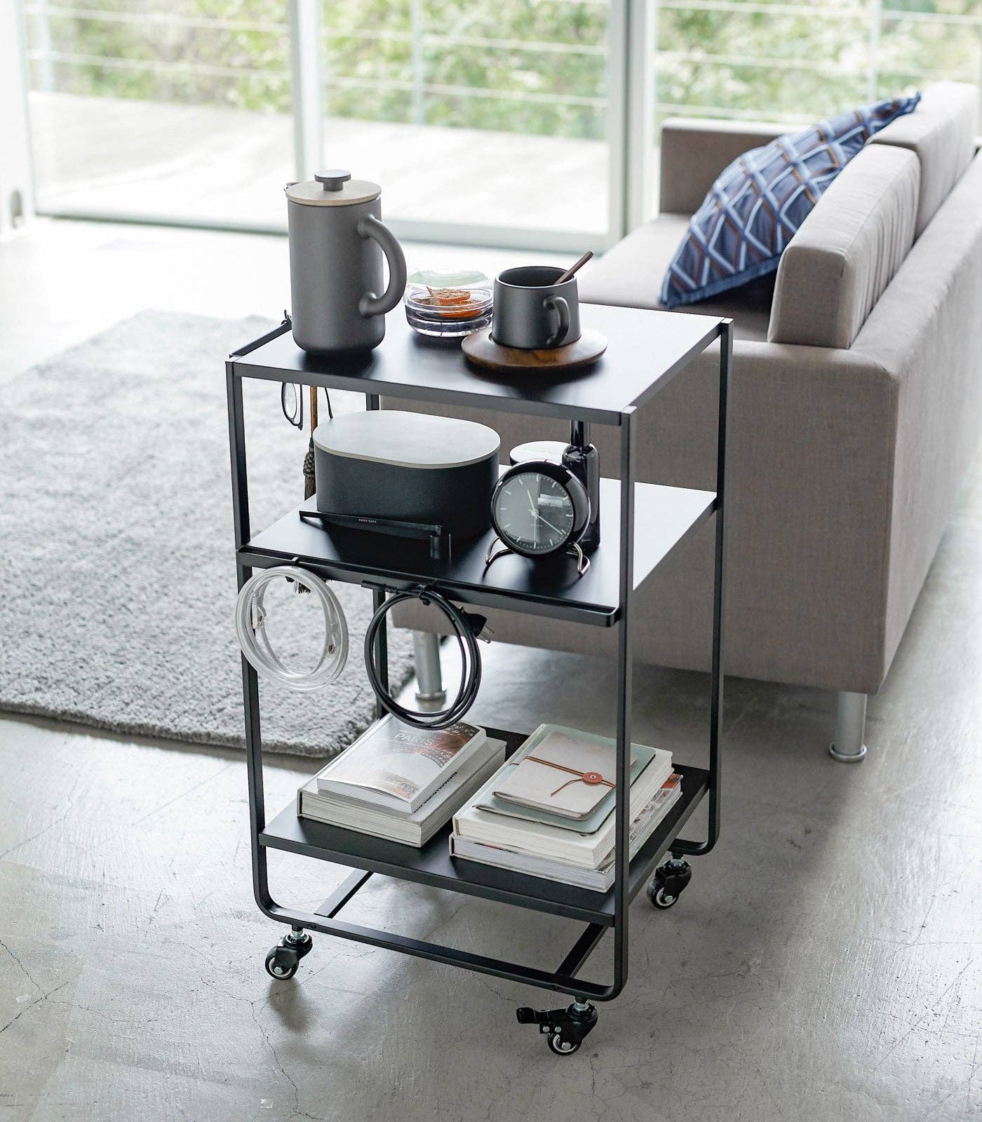 Yamazaki Home - Vente Étagère flottante - Chariot utilitaire roulant Tower - Acier7
