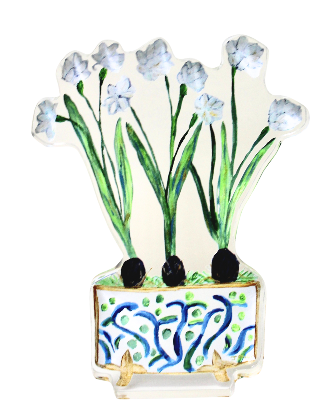 Jeanne Player Fine Art - Wholesale Decorative Tabletop Object - Paperwhites Acrylic Art Block7