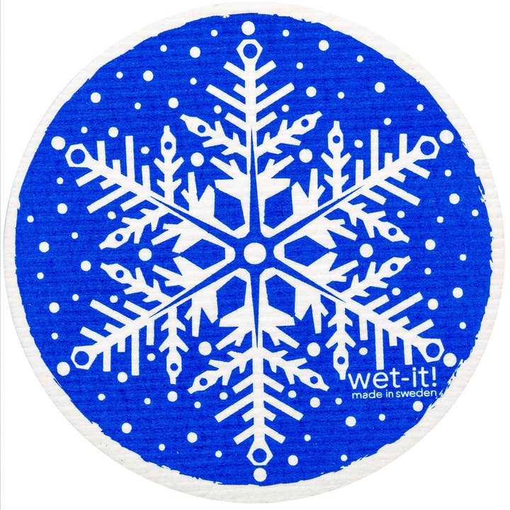 Snowflake Blue Round Swedish Cloth for wholesale by Wet-it!