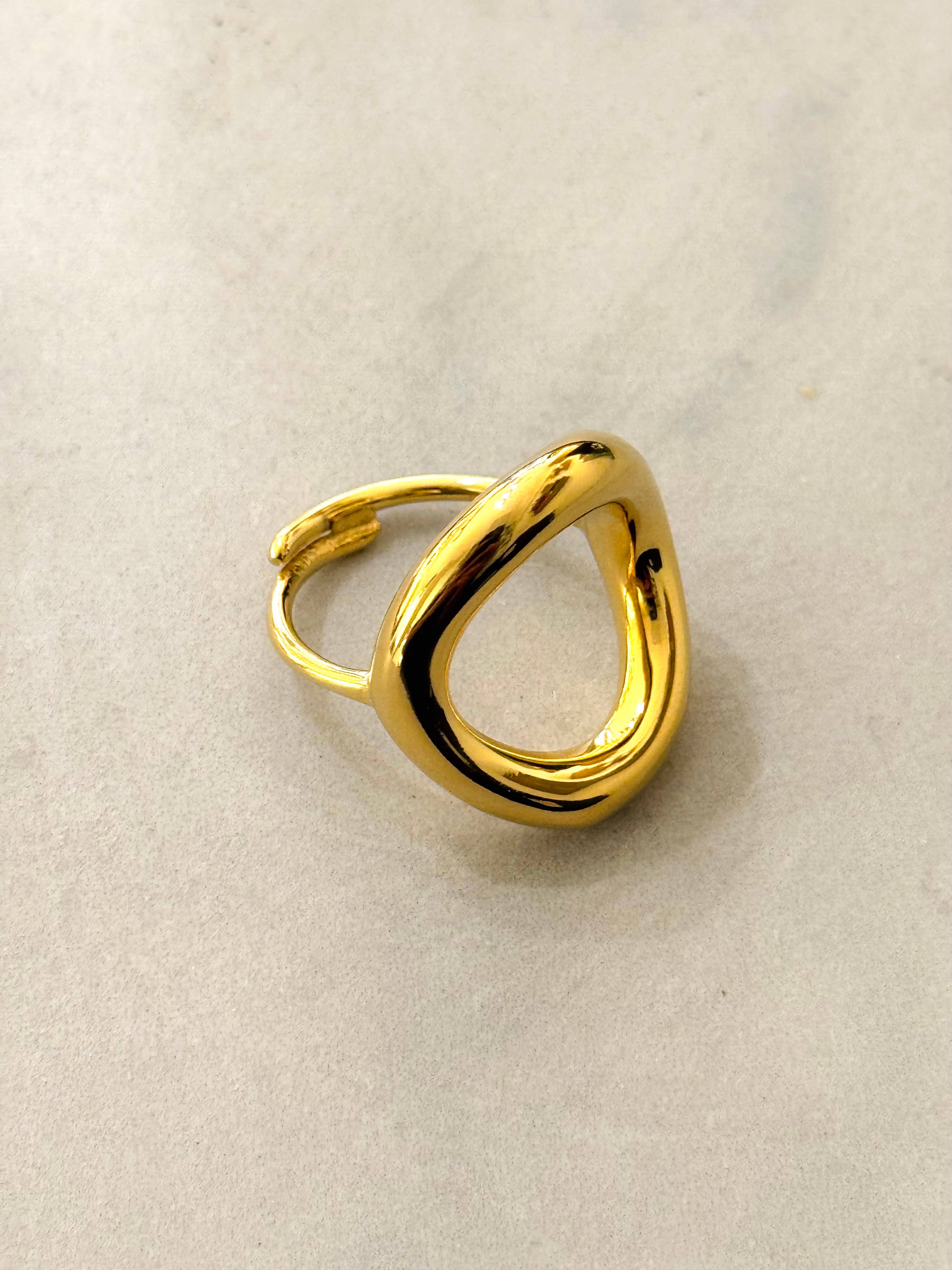 Cassette Barcelona - Vente Anneau/bague à empiler - Bague ajustable Big Gap en acier inoxydable plaqué or 14 carats1