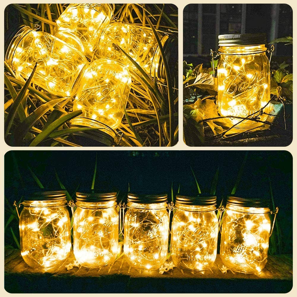 YI LIGHTING LLC - Wholesale Lantern - Set of 6 Solar Outdoor Hanging Lanterns with Mason Jars6