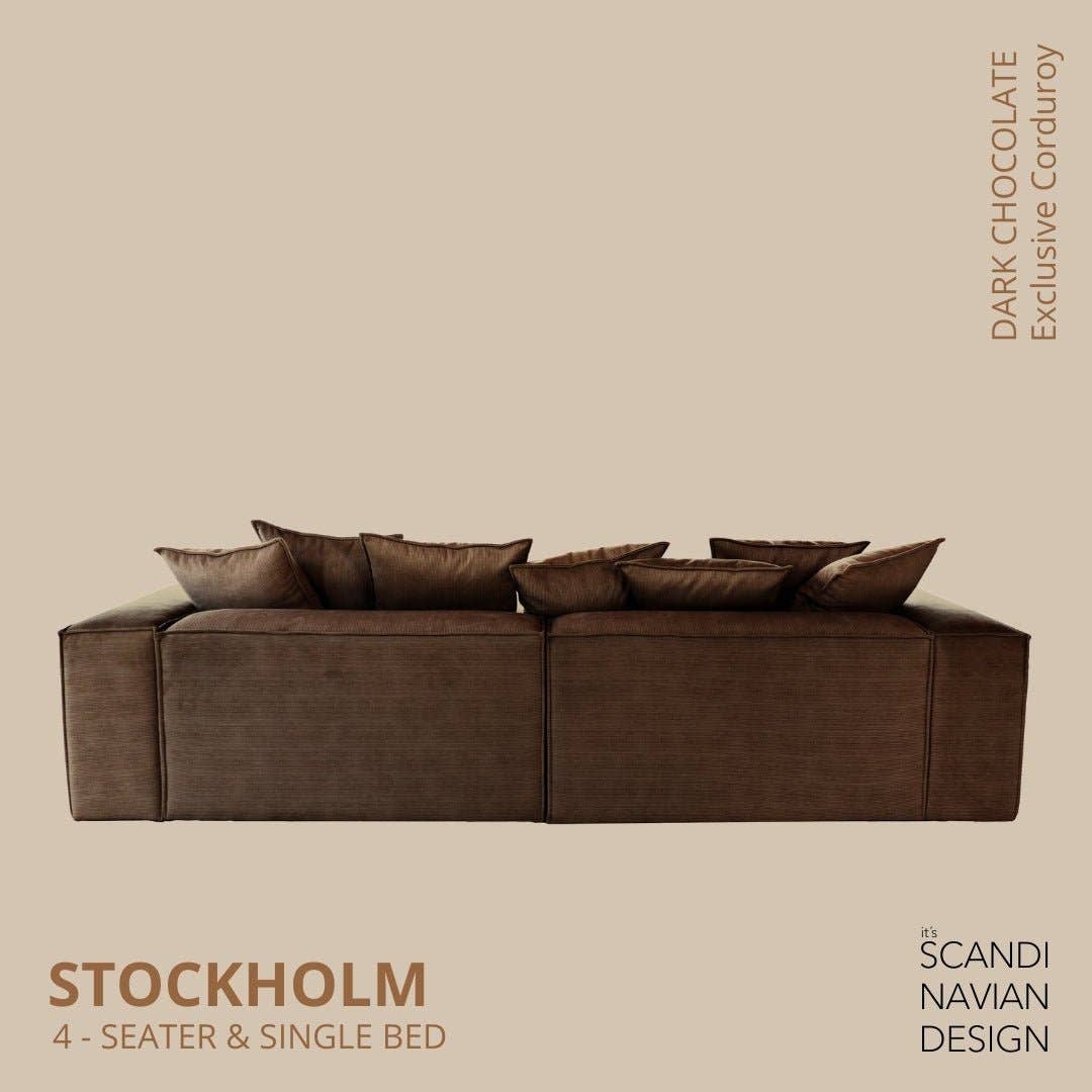 Stockholm 4-seater sofa/single bed Exclusive Corduroy Dark Chocolate removable & washable cover for wholesale on Faire16