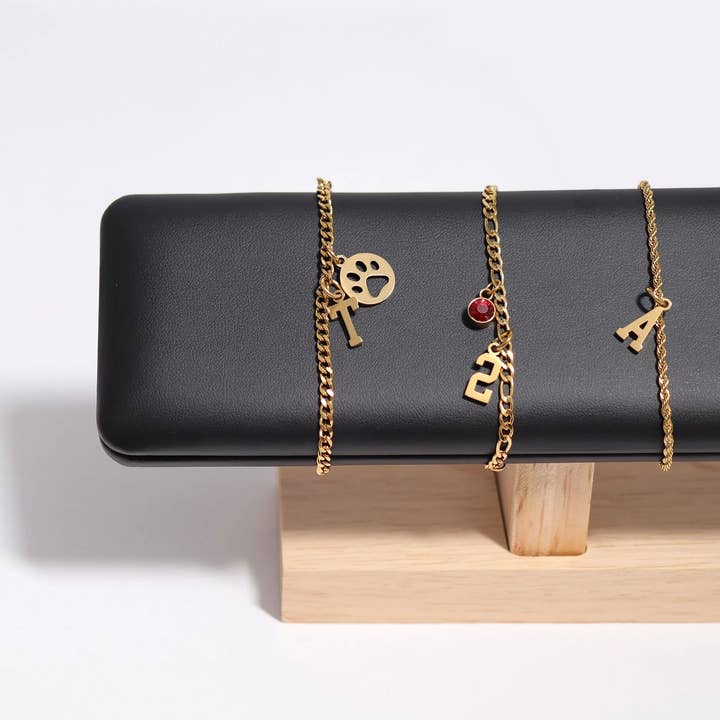 WJW - Wholesale Individual Charm/Pendant - 18K Gold PVD Stainless Steel Small Sport Letter Charm6