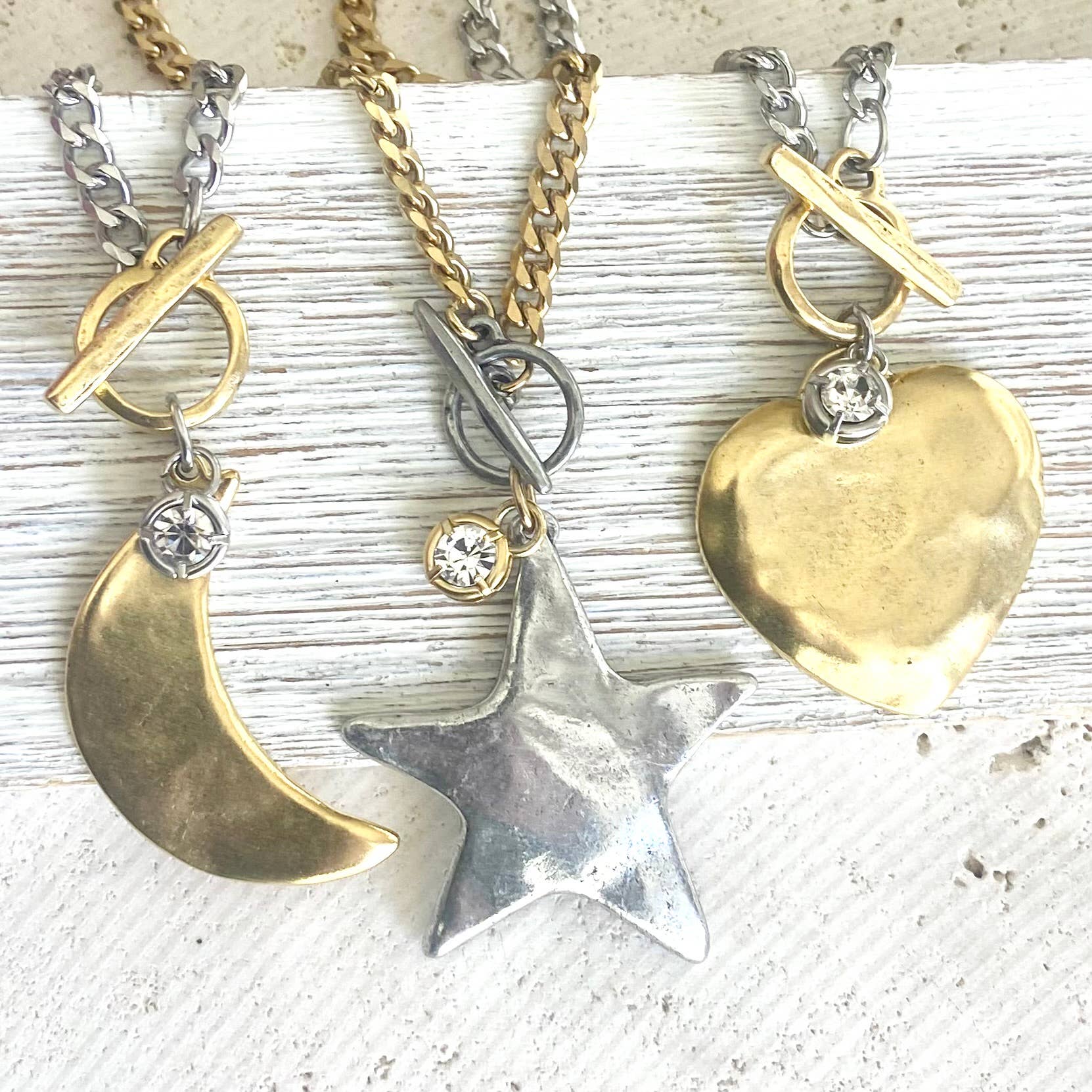 VB&CO Designs Handmade Jewelry - Wholesale Pendant/Charm Necklace - Star moon heart mixed meta necklaces no tarnish jewelry 202513