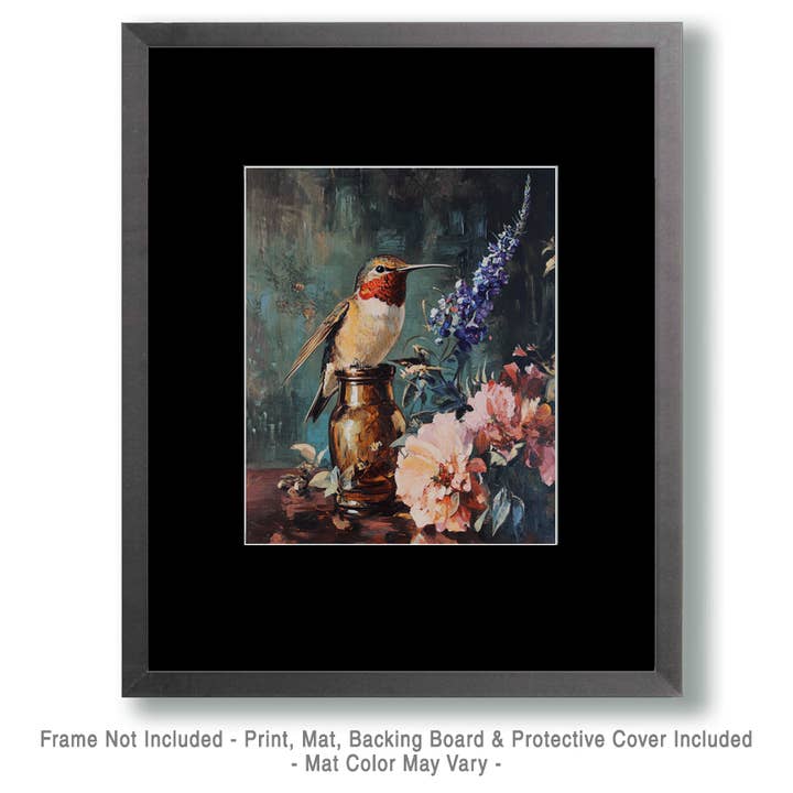 Mowbi - Wholesale Art Print - Vintage Hummingbird - Animal Still Life Wall Art Prints – 8″x10″ Artwork for 11″x14″ Frame