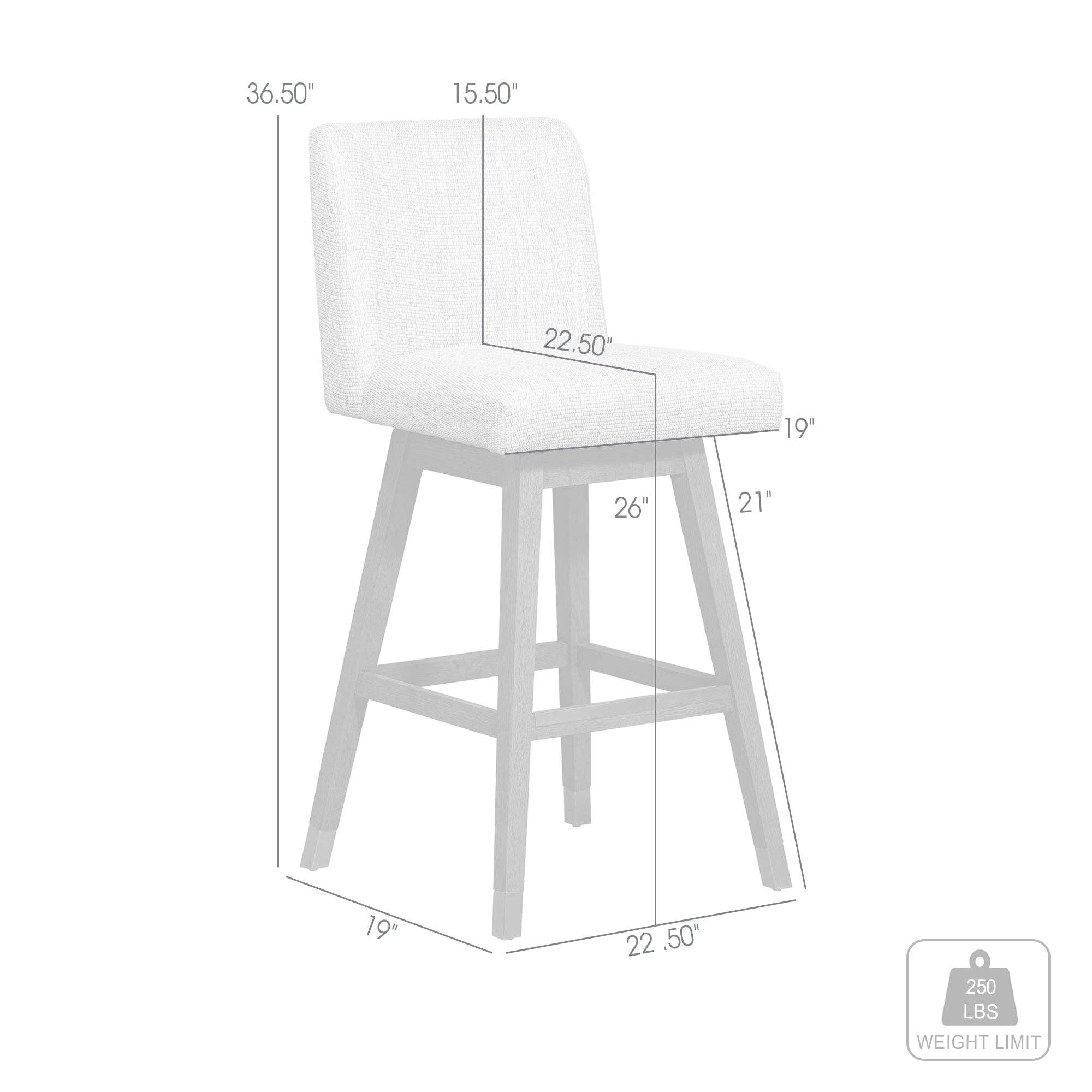 Armen Living - Wholesale Stool - Isabella Modern Upholstered Wood Swivel Barstool16