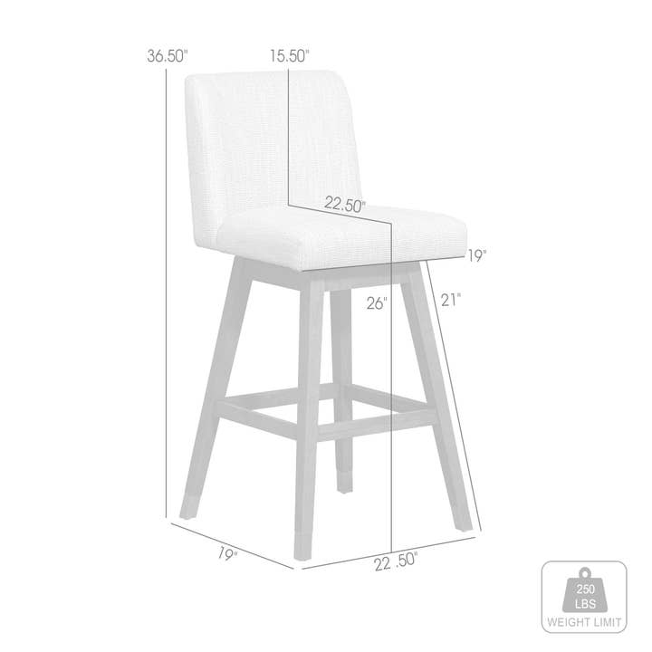 Armen Living - Wholesale Stool - Isabella Modern Upholstered Wood Swivel Barstool16
