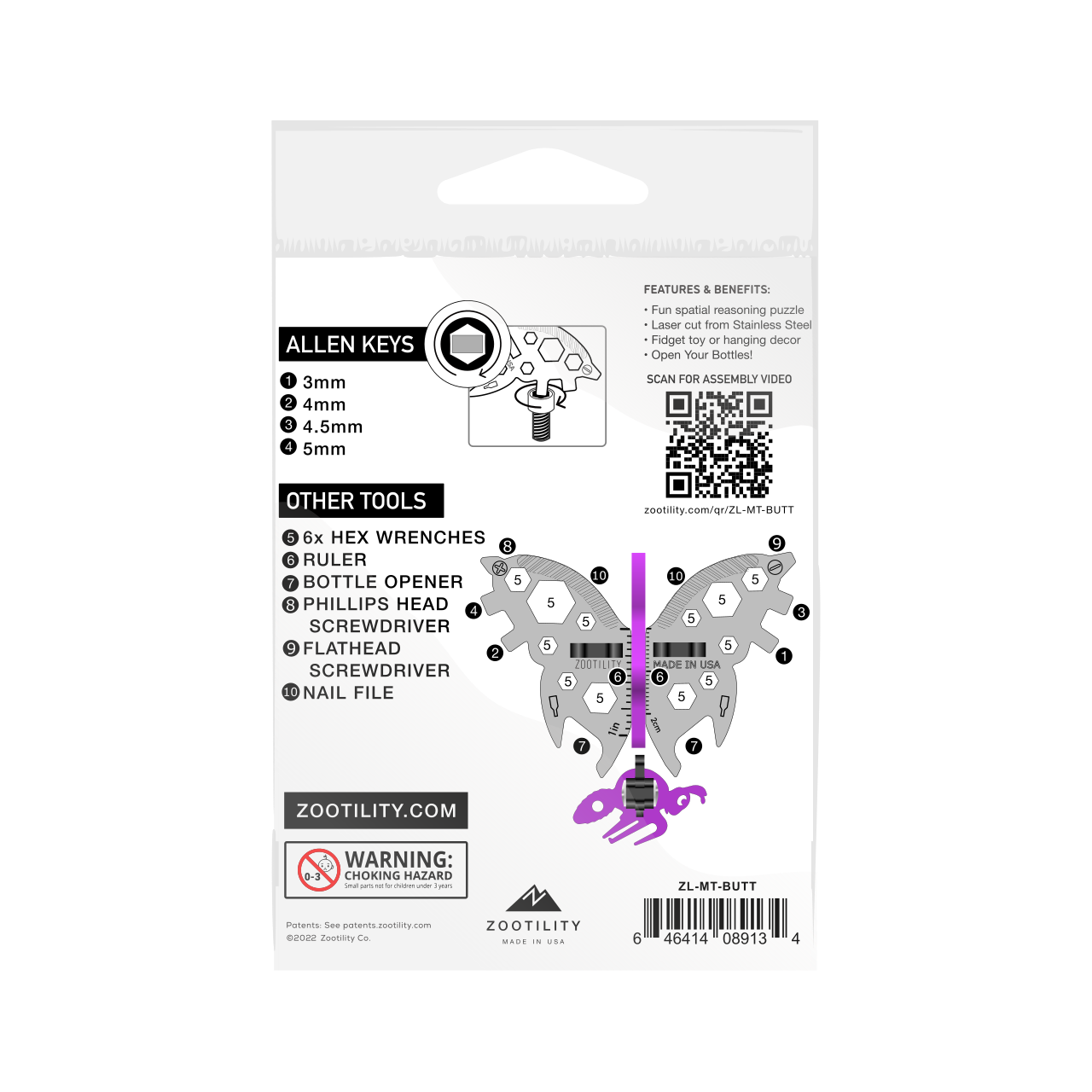 Zootility - Wholesale Handy Tool - Butterfly Multi-Tool - Metal TekPet2