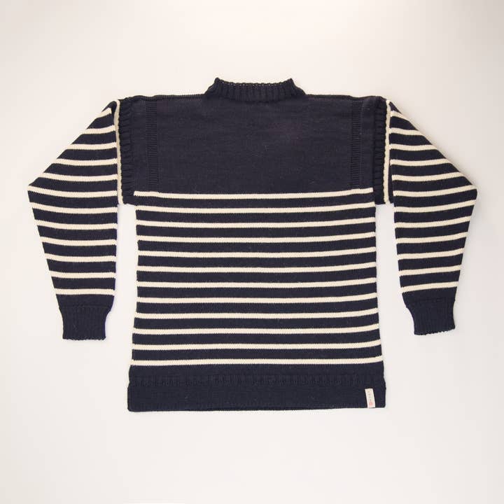 British Wool - Bretton Stripe Guernsey - Navy for wholesale by Mars Knitwear