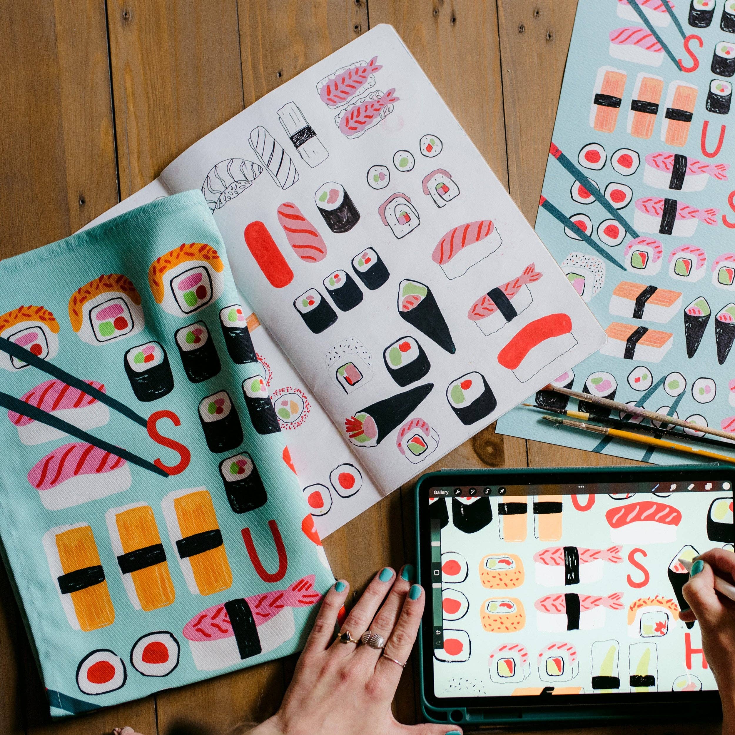 Laura Barnes Wholesale Ltd – wholesale Art print – Sushi Food Art Print2