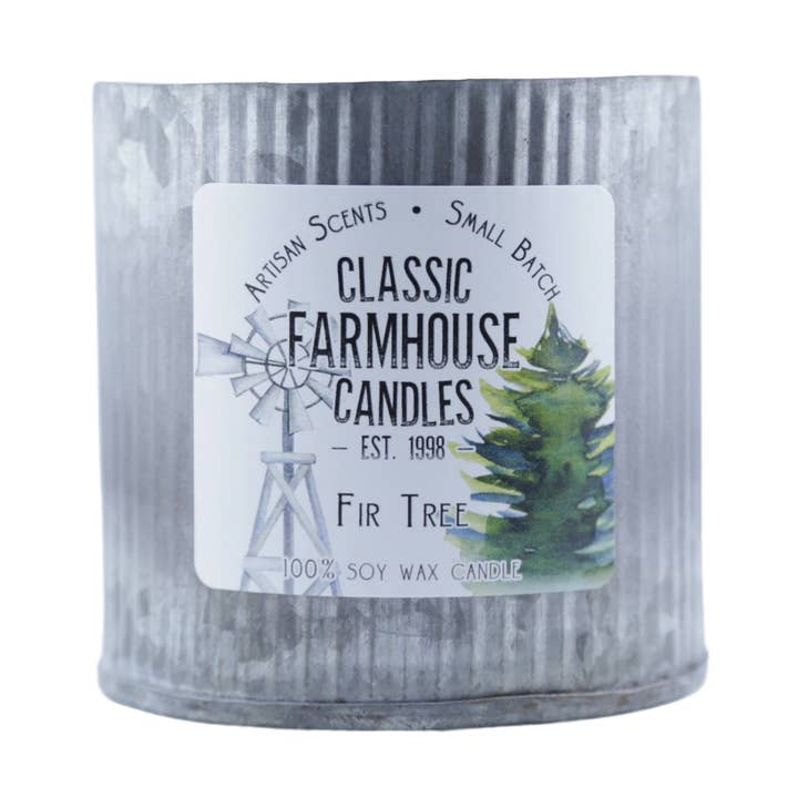 ¡NUEVO! Vela grande de soja en lata, diseño de abeto para venta al por mayor de Classic Farmhouse Candles