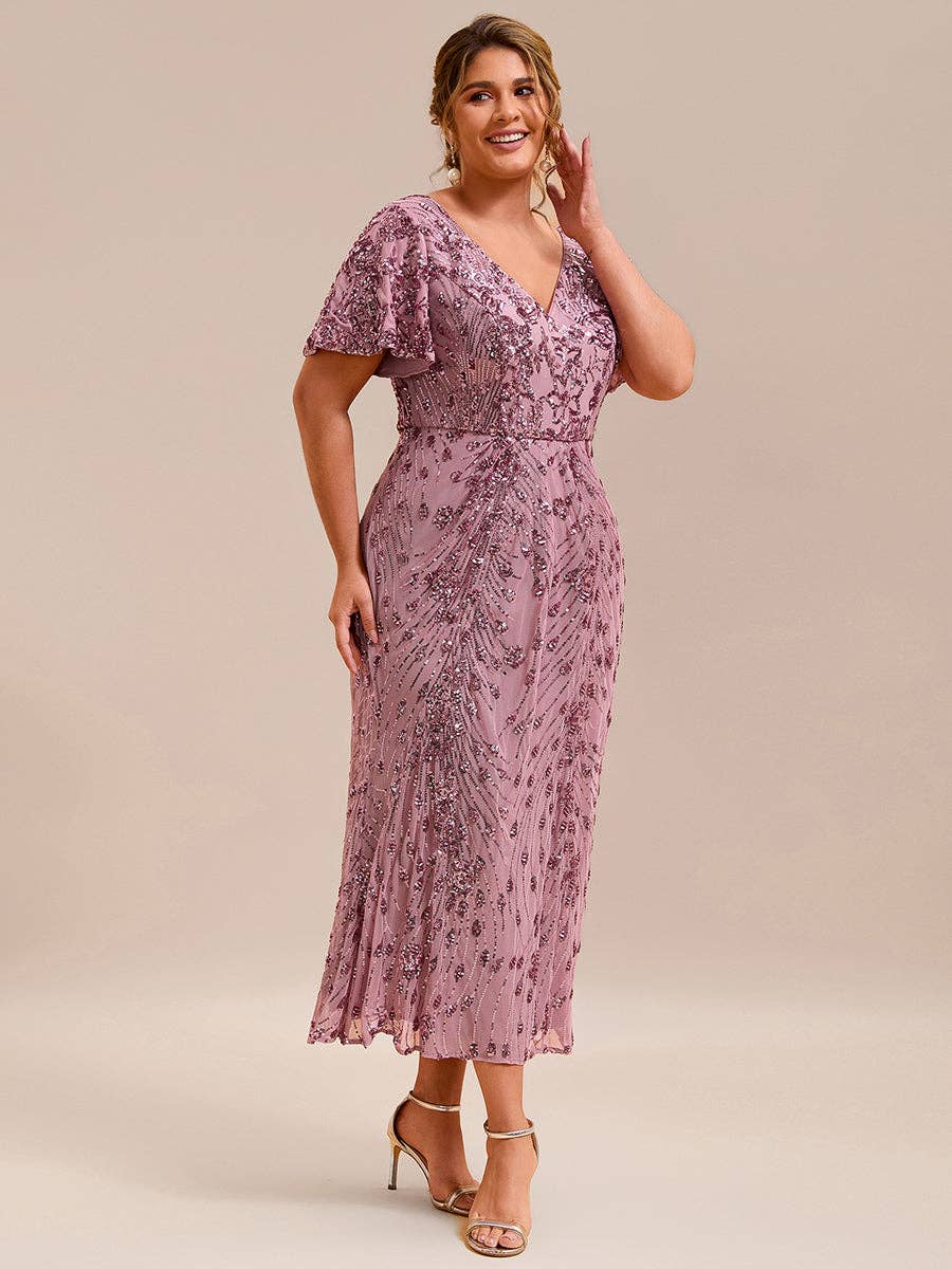 Ever-Pretty - Wholesale Gown - Women's - Strapless Deep Fishtail Paillette Midi Evening Dresses58