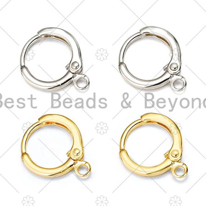 BestBeads&Beyond - Wholesale Huggie Earrings - Round Earring Making Hoop, Gold/Silver huggie hoop, sku#J1000
