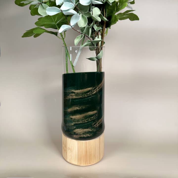 Lynn & Liana Designs - Wholesale Vase - NEW!!! Resin Accented Vase with Bamboo Base (NO TARIFFS)26
