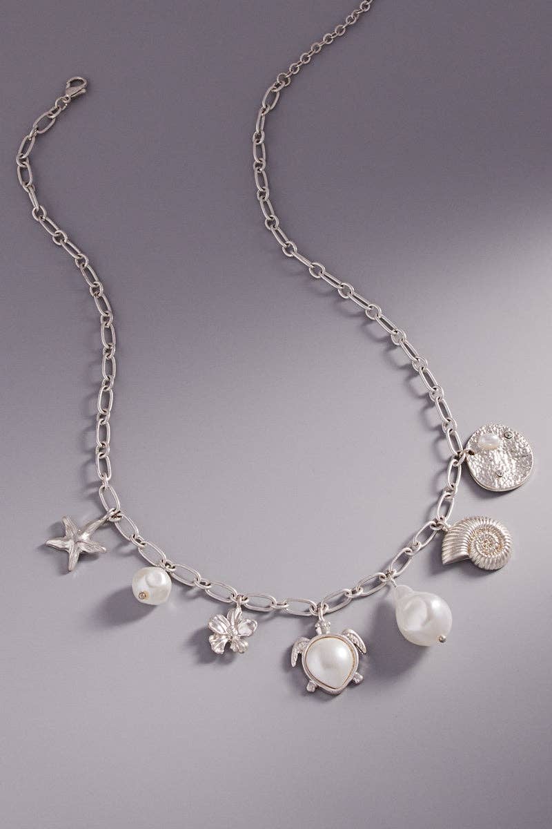 Designature New York - Wholesale Pendant/Charm Necklace - Summer Sealife Vintage Pearl Charm Short Necklace4