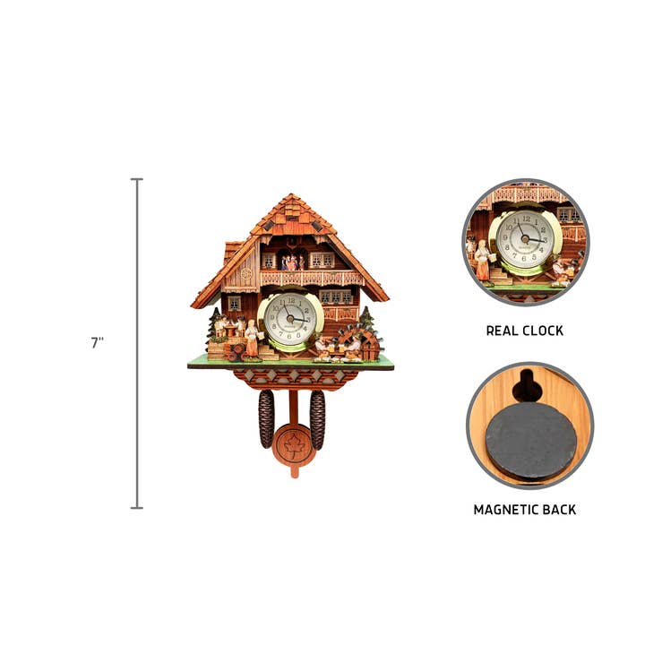European Heritage Gifts - Wholesale Magnet - Bierstube Functioning German Cuckoo Clock Magnet2