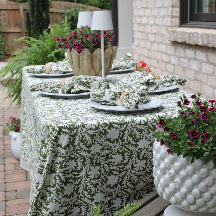 Christina Dickson Home - Wholesale Tablecloth - Pressed Florals Tablecloth in Olive