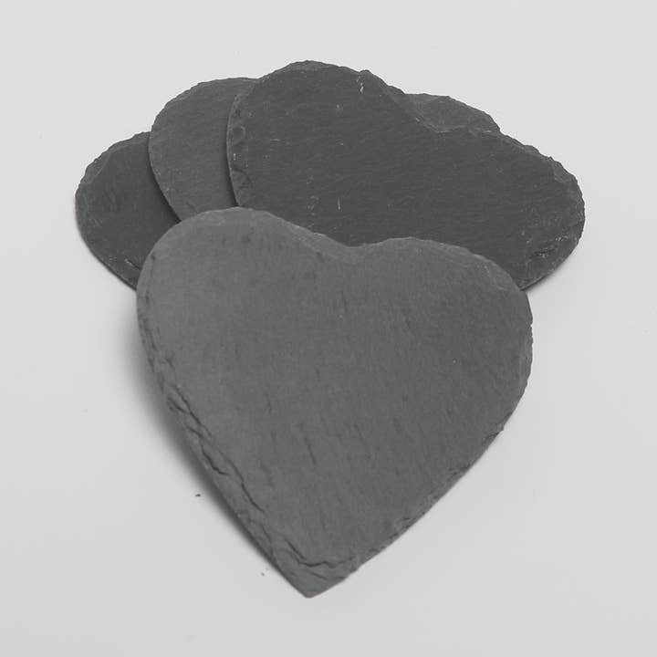 Set de 4 dessous de verre en ardoise naturelle en forme de cœur pour la vente par Express Lite T/A PenPant