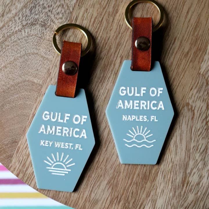 Florida Leather Co - Wholesale Keychain - Unisex - Gulf of America Keychain - Custom City and State3