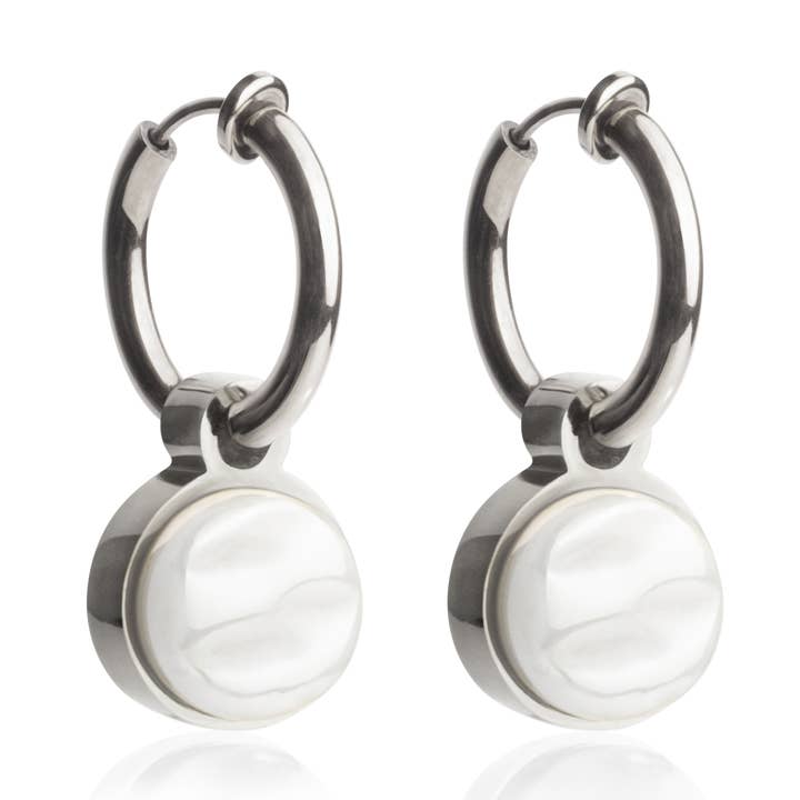 Clipes de ouvido Mix & Match com pendente • prata/branca de neve • 14mm por atacado de ALEXASCHA