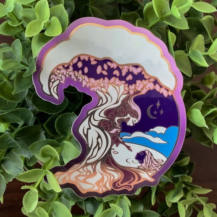 Keely Studios - Wholesale Sticker - Enchanted Forest Dryad & Naiad Die Cut Gold Mirror Effect Sticker1