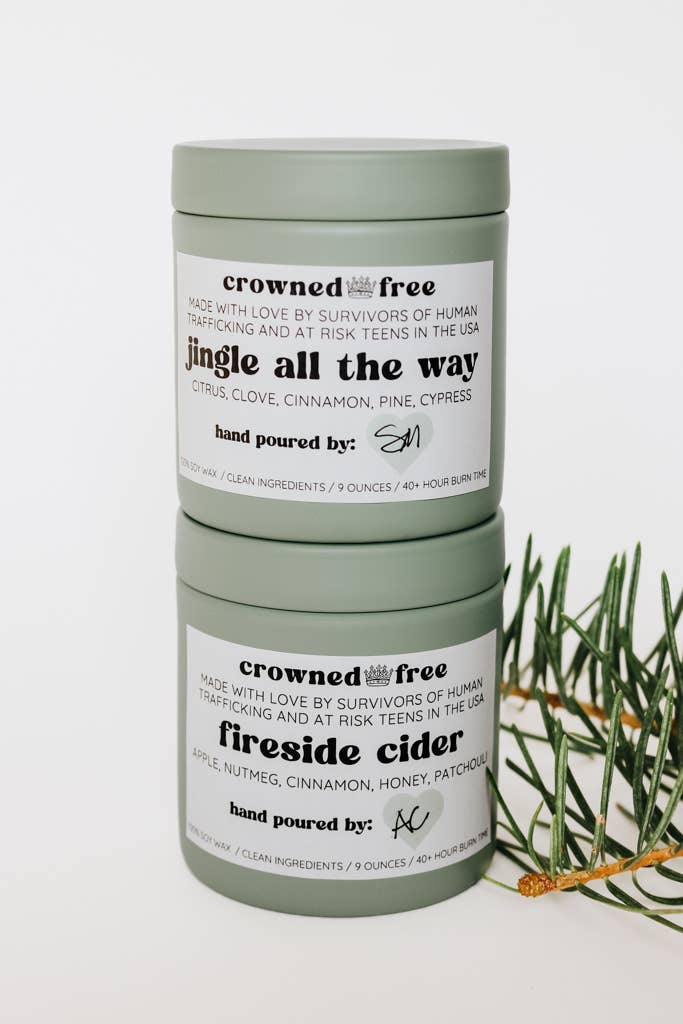 Crowned Free - Wholesale Travel Candles - Fireside Cider Candle - 9oz - Made by Survivors 2