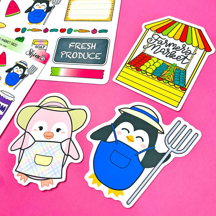 Landmandsmarked Klistermærke UDSKÅRET Kollektion for engroshandel hos Shine Sticker Studio