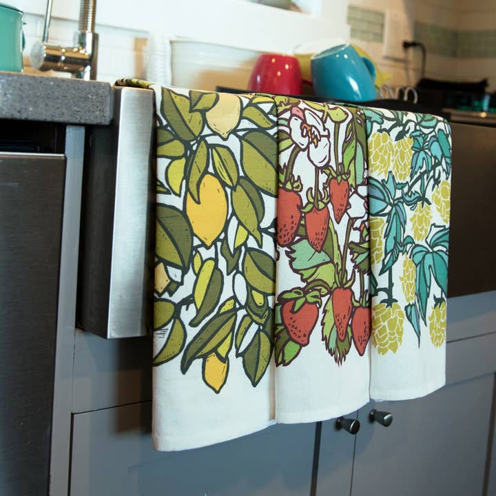 Little Green - Wholesale Dishcloth - Hops 100% Cotton Flour Sack Kitchen Towel, 24" x 24"3